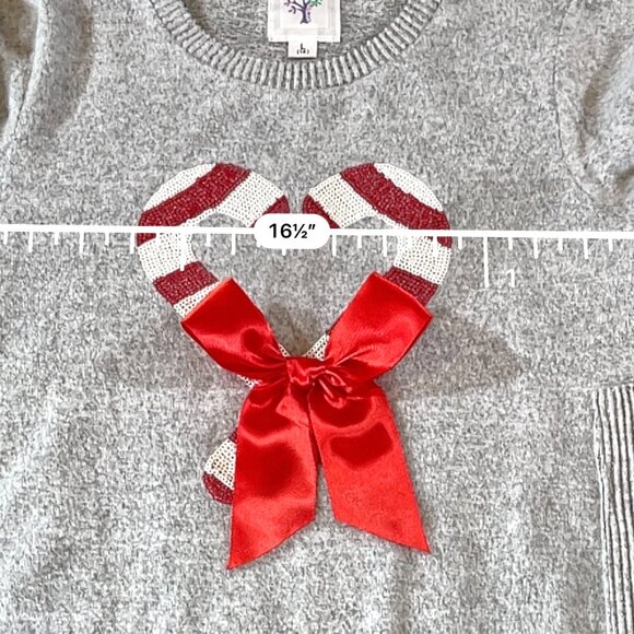 Colortro Girls Grey Soft Candy Cane Sweater Size L 14/16 - Picture 5 of 9